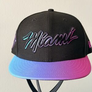 Rare New Era 2020/21 Miami Heat Hat Cap Vice City Edition South Beach Snapback